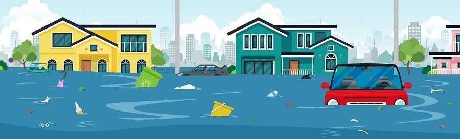 cars standing in flood waters