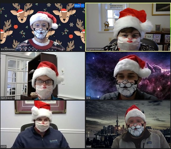 Screenshot of the Kinneman Insurance Virtual Holiday Party via Zoom